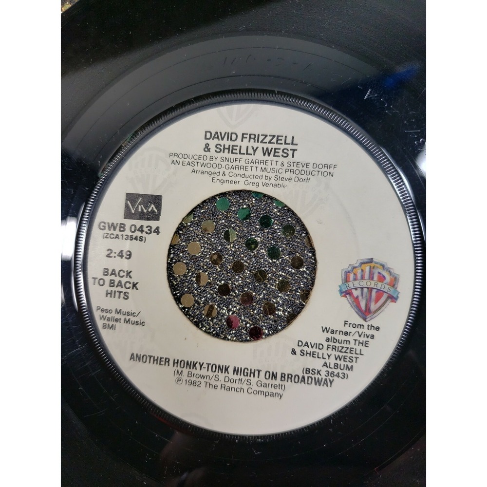 David Frizzell & Shelly West 45 RPM Record- Another Honky Tonk Night Broadway M2